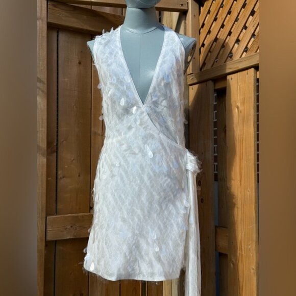 🆕 MISHA COLLECTION 🧿 NWOT The Sapphire Sequins Mini Dress, Ivory Sz M US 6 - Picture 12 of 16